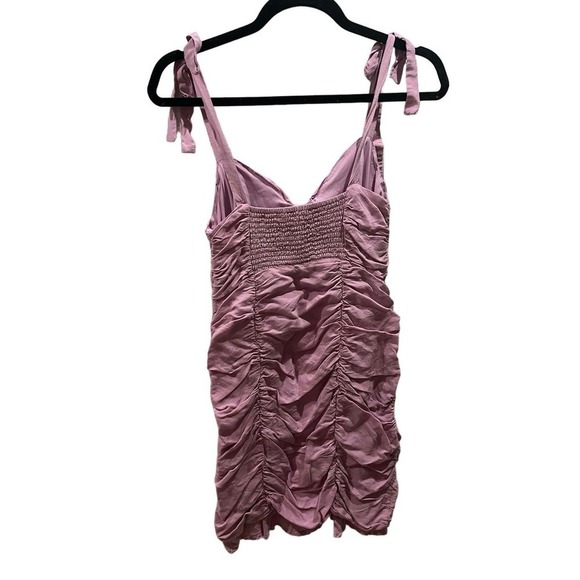 X REVOLVE Sleeveless Tie Shoulder Ruched Bustier Mini Dress Lilac Pink - M - Picture 7 of 10